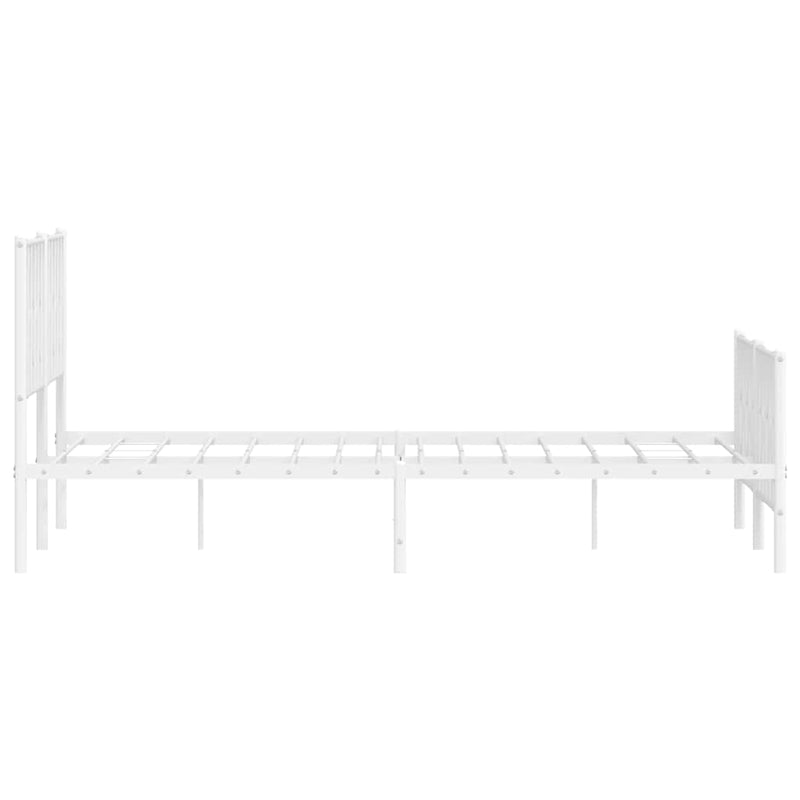 vidaXL Metal Bed Frame without Mattress with Footboard White 150x200 cm