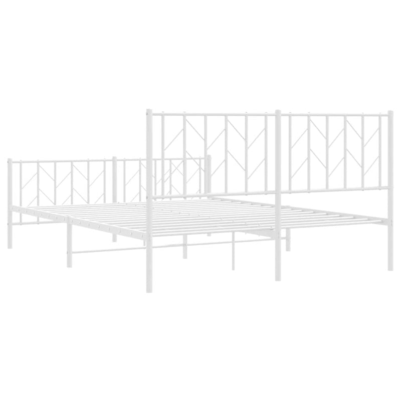 vidaXL Metal Bed Frame without Mattress with Footboard White 150x200 cm