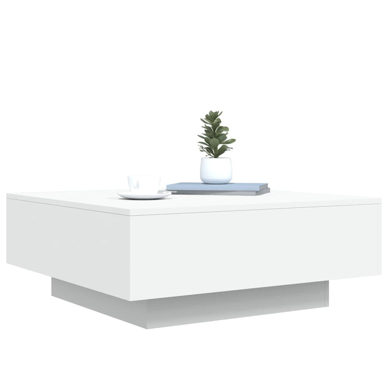 vidaXL Coffee Table with LED Lights White 80x80x31 cm