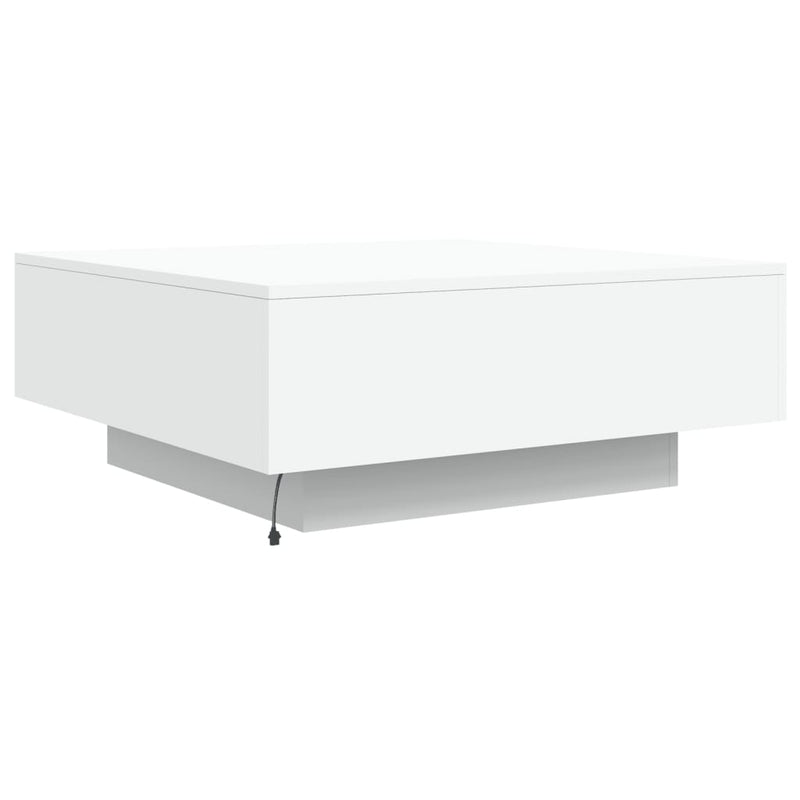 vidaXL Coffee Table with LED Lights White 80x80x31 cm