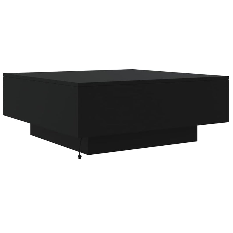 vidaXL Coffee Table with LED Lights Black 80x80x31 cm