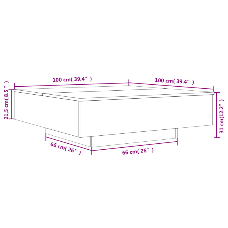 vidaXL Coffee Table White 100x100x31 cm Engineered Wood