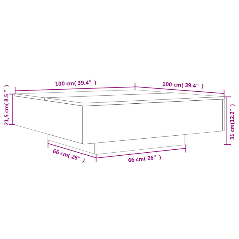 Coffee Table Black 100x100x31 cm Engineered Wood