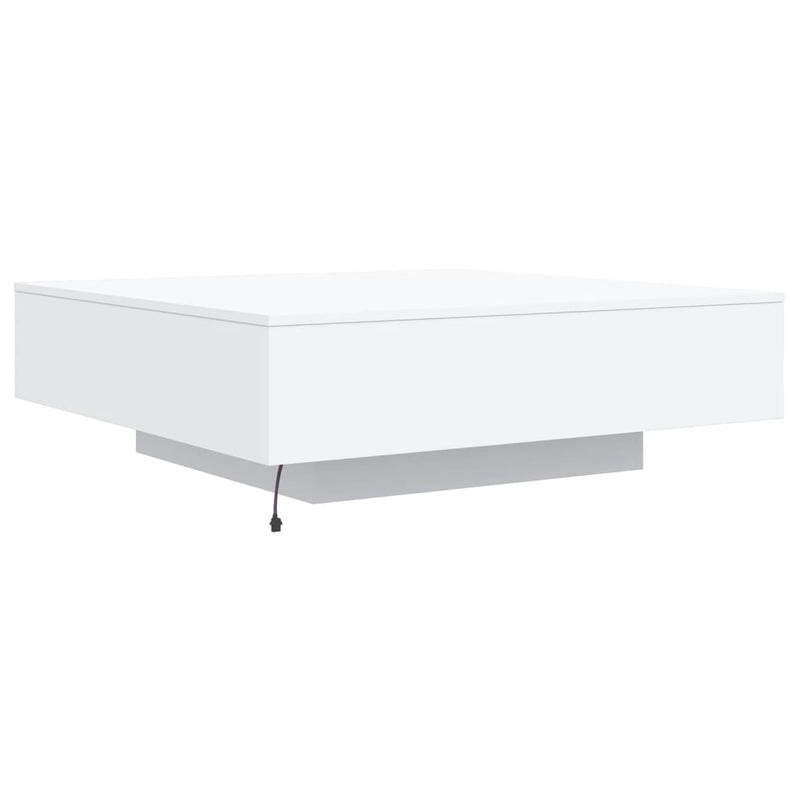 vidaXL Coffee Table with LED Lights White 100x100x31 cm