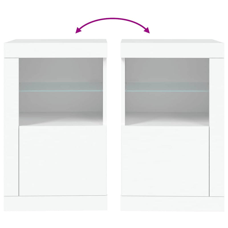 vidaXL Side Cabinet with LED Lights White Engineered Wood