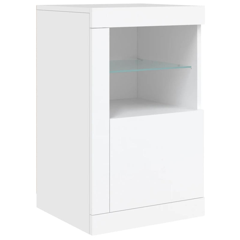 vidaXL Side Cabinets with LED Lights 2 pcs White Engineered Wood