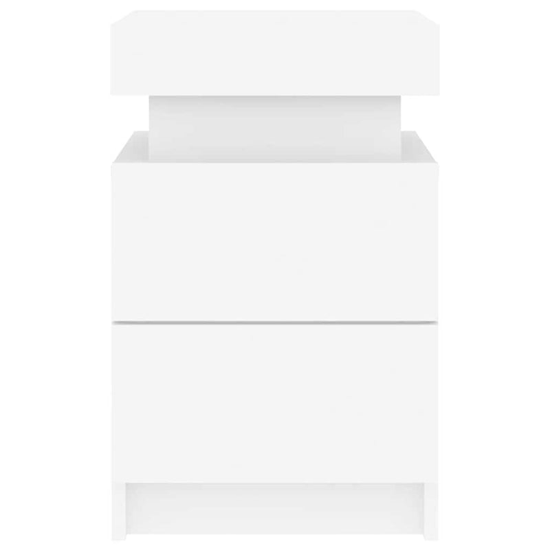 vidaXL Bedside Cabinet with LED Lights White 35x39x55 cm
