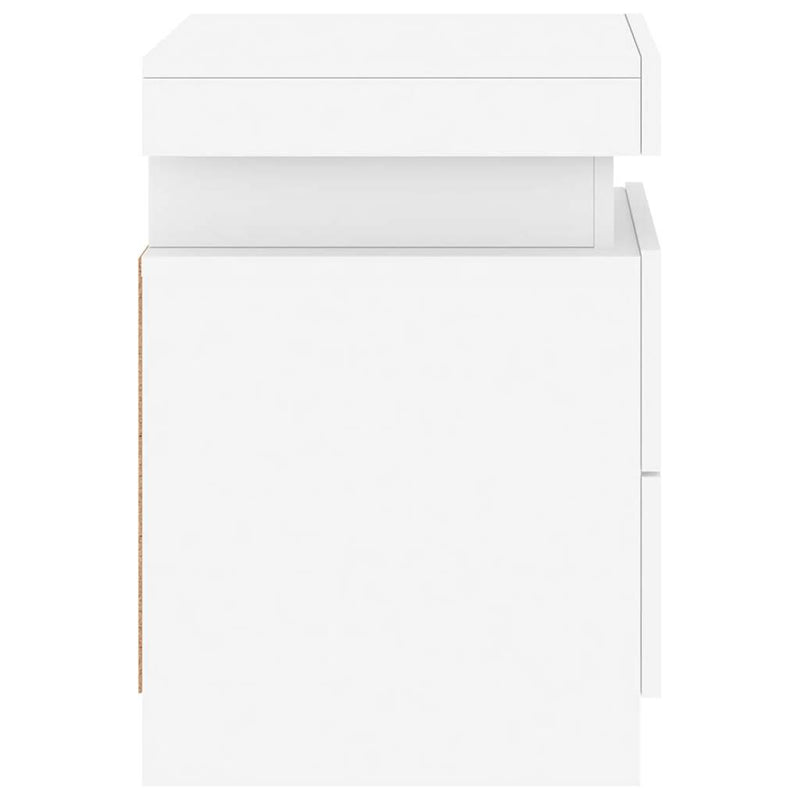 vidaXL Bedside Cabinet with LED Lights White 35x39x55 cm