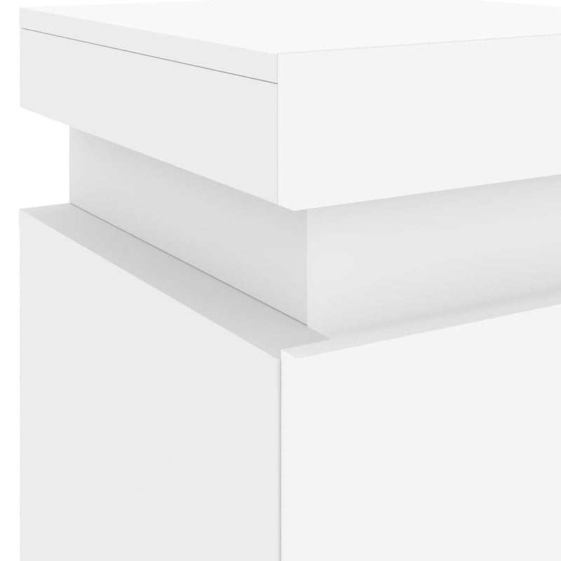 vidaXL Bedside Cabinet with LED Lights White 35x39x55 cm