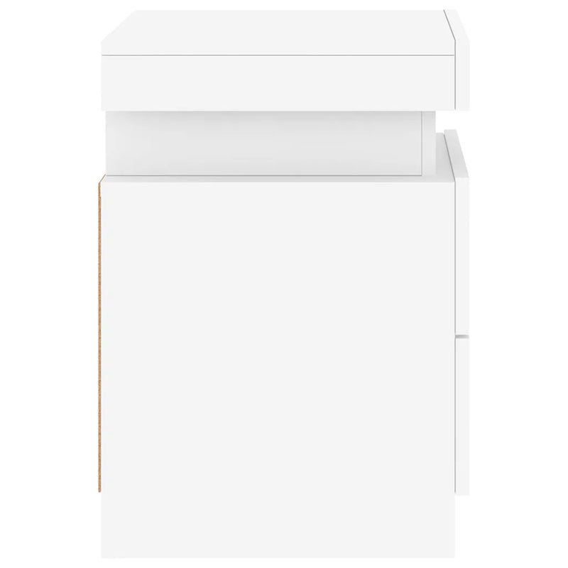 Bedside Cabinets with LED Lights 2 pcs White 35x39x55 cm