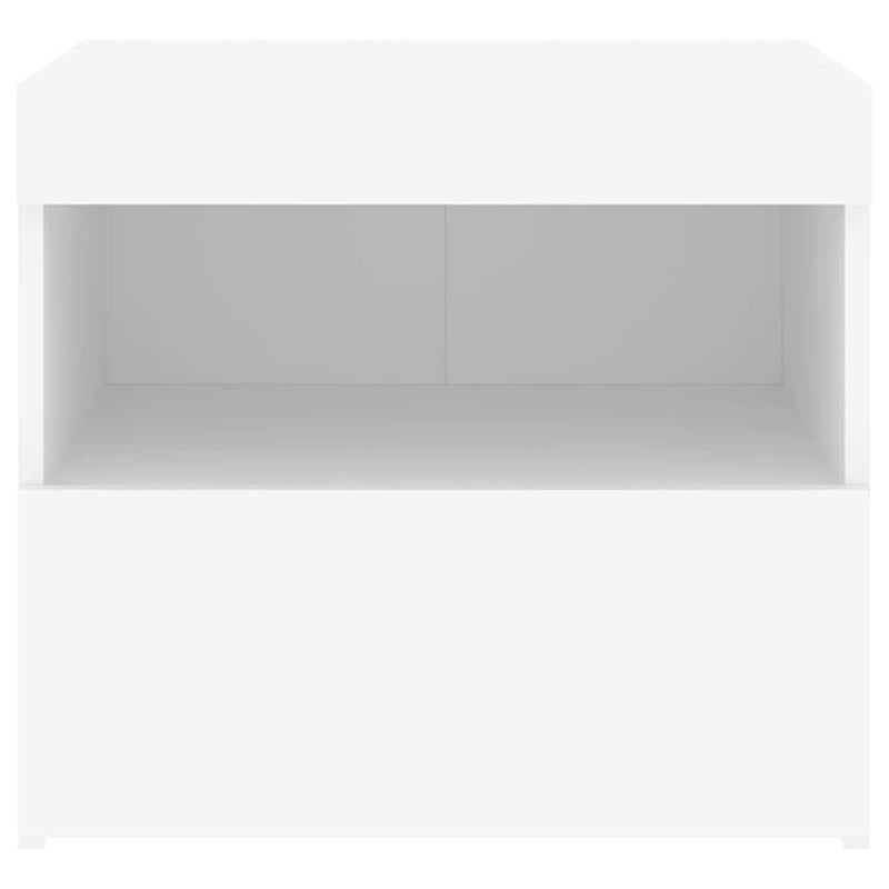 vidaXL Bedside Cabinet with LED Lights White 50x40x45 cm