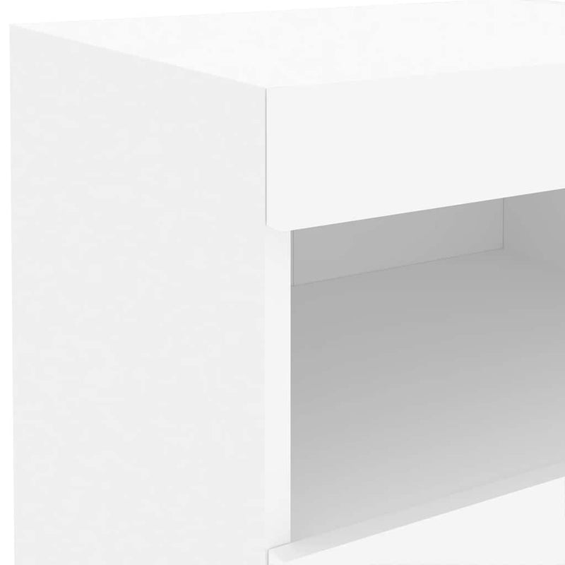 vidaXL Bedside Cabinet with LED Lights White 50x40x45 cm