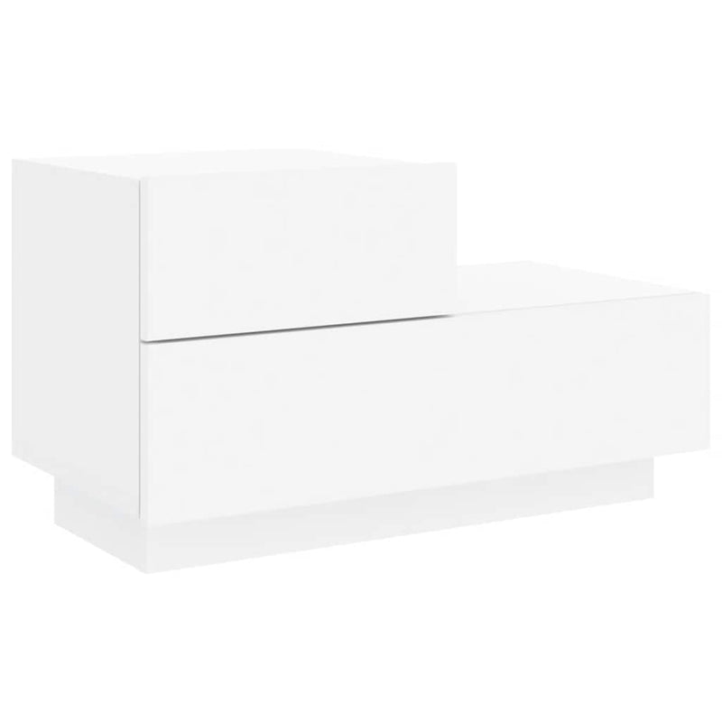 vidaXL Bedside Cabinet with LED Lights White 70x36x40.5 cm