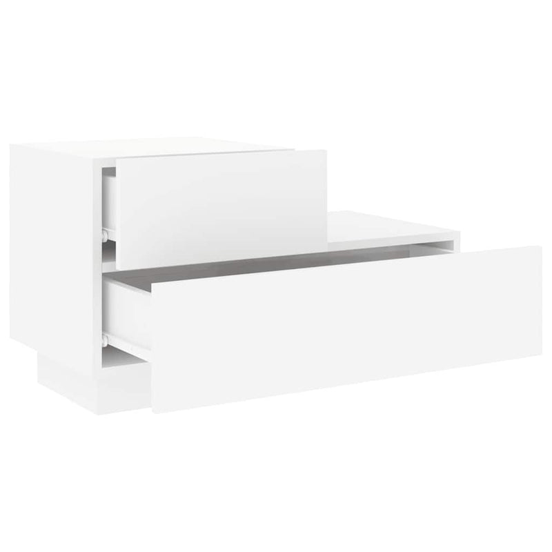 vidaXL Bedside Cabinet with LED Lights White 70x36x40.5 cm