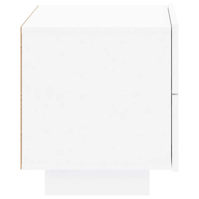 vidaXL Bedside Cabinet with LED Lights White 70x36x40.5 cm