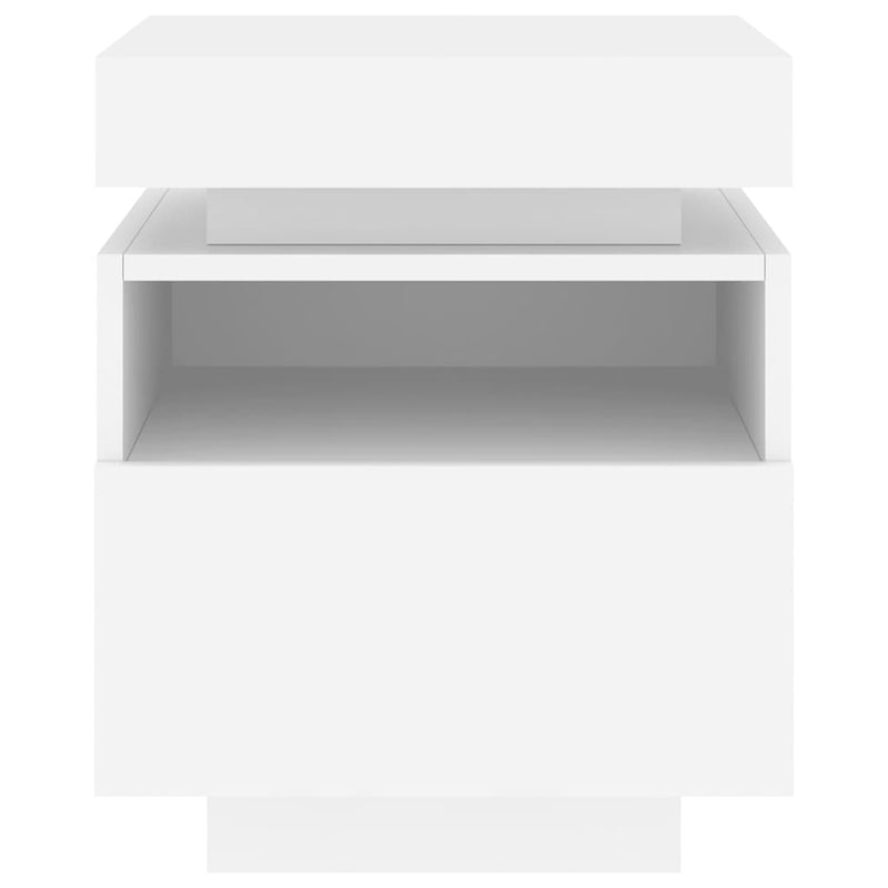 vidaXL Bedside Cabinet with LED Lights White 40x39x48.5 cm