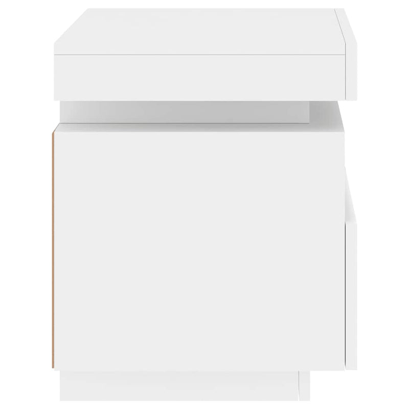 vidaXL Bedside Cabinet with LED Lights White 40x39x48.5 cm
