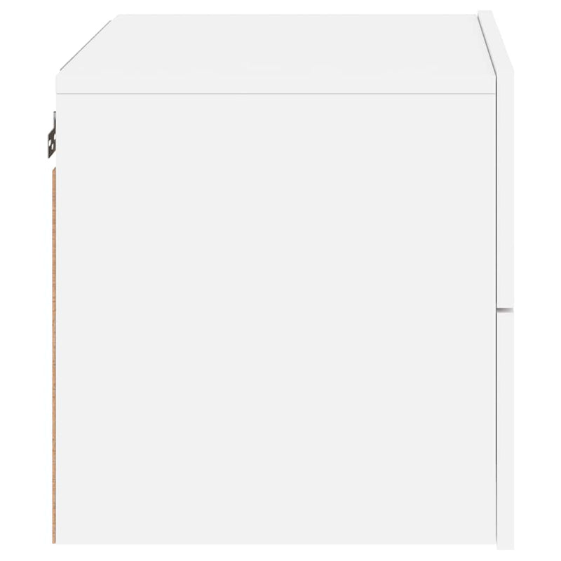 vidaXL Wall-mounted Bedside Cabinet with LED Lights White