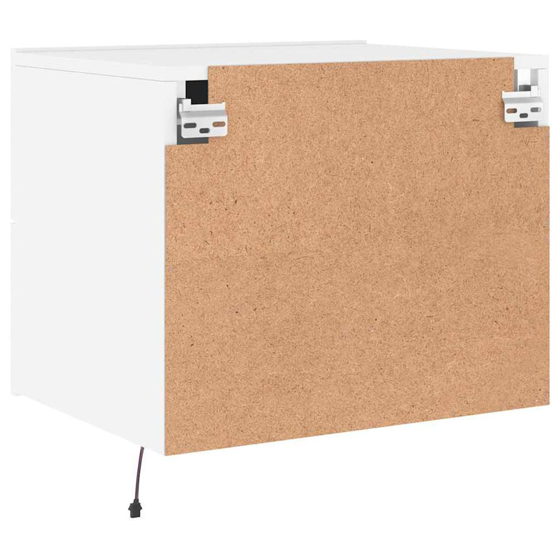 vidaXL Wall-mounted Bedside Cabinet with LED Lights White