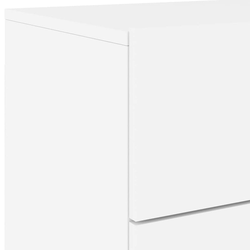 vidaXL Wall-mounted Bedside Cabinet with LED Lights White