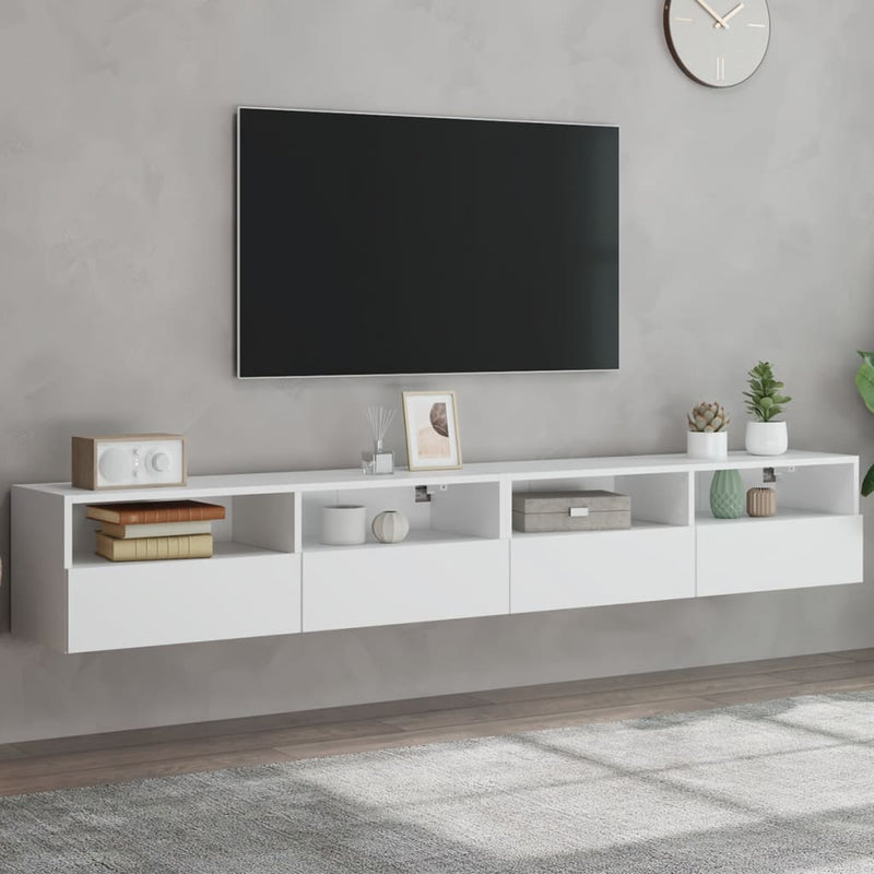 vidaXL TV Wall Cabinets 2 pcs White 100x30x30 cm Engineered Wood
