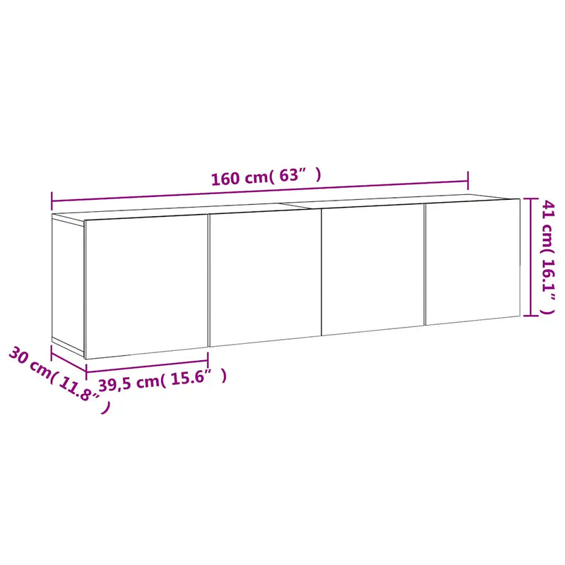 TV Cabinets Wall-mounted 2 pcs White 80x30x41 cm