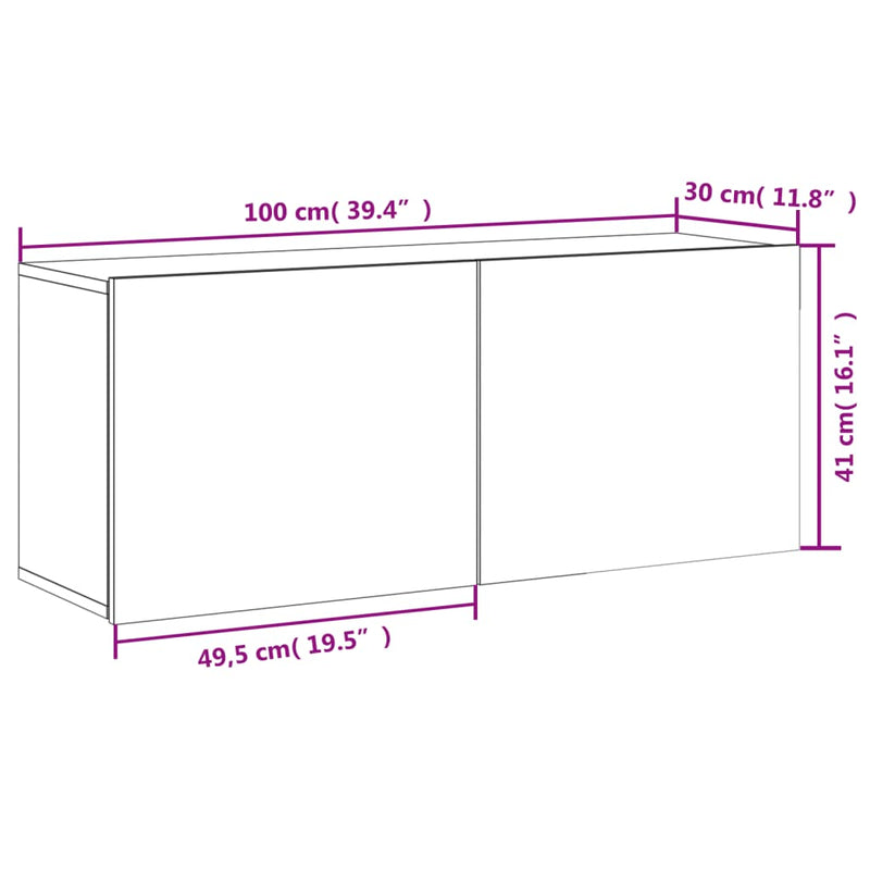 vidaXL TV Cabinet Wall-mounted Black 100x30x41 cm