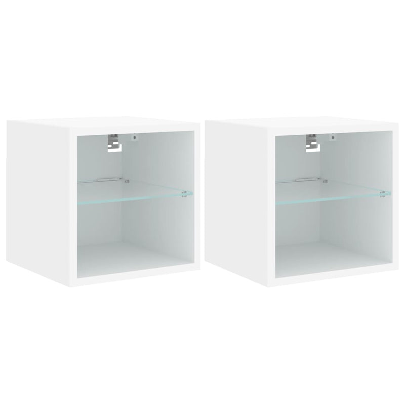 vidaXL TV Wall Cabinets with LED Lights 2 pcs White 30x28.5x30 cm