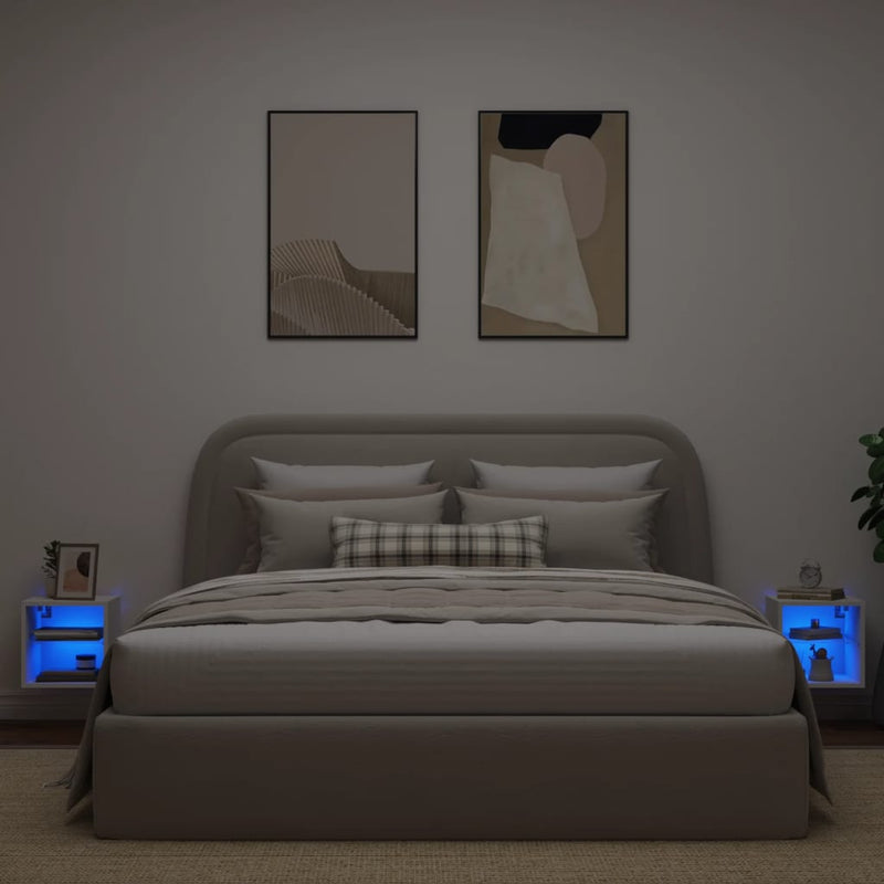 vidaXL TV Wall Cabinets with LED Lights 2 pcs White 30x28.5x30 cm