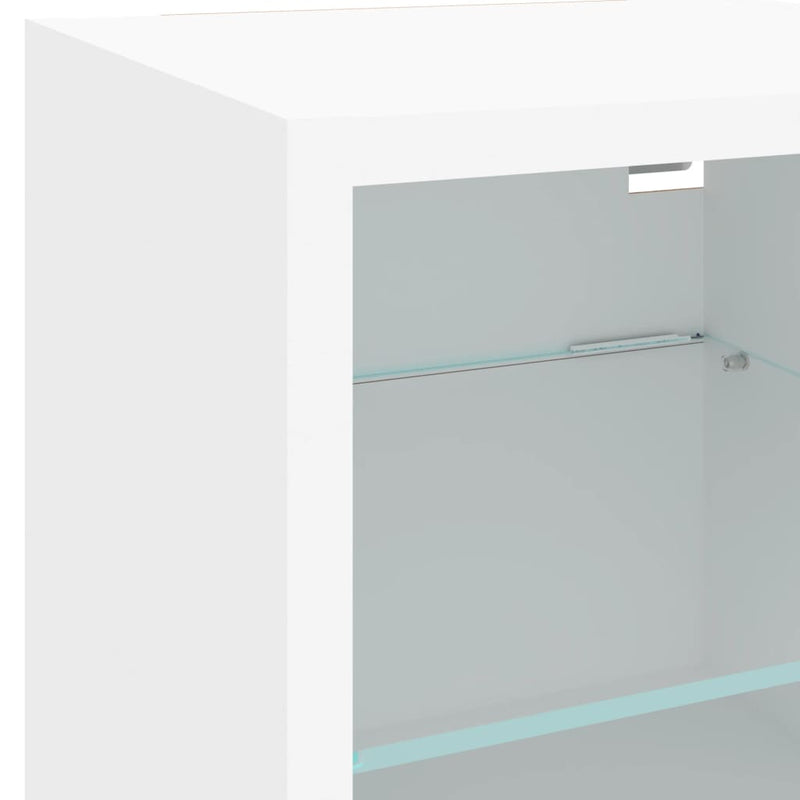 vidaXL TV Wall Cabinets with LED Lights 2 pcs White 30x28.5x30 cm