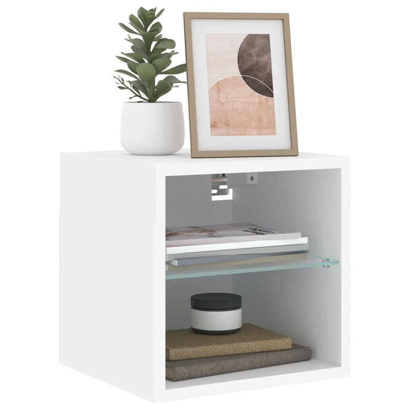 vidaXL TV Wall Cabinets with LED Lights 2 pcs White 30x28.5x30 cm