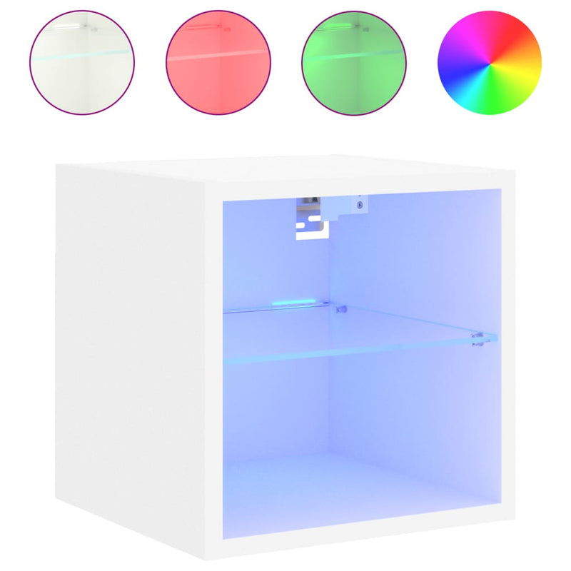 vidaXL TV Wall Cabinets with LED Lights 2 pcs White 30x28.5x30 cm