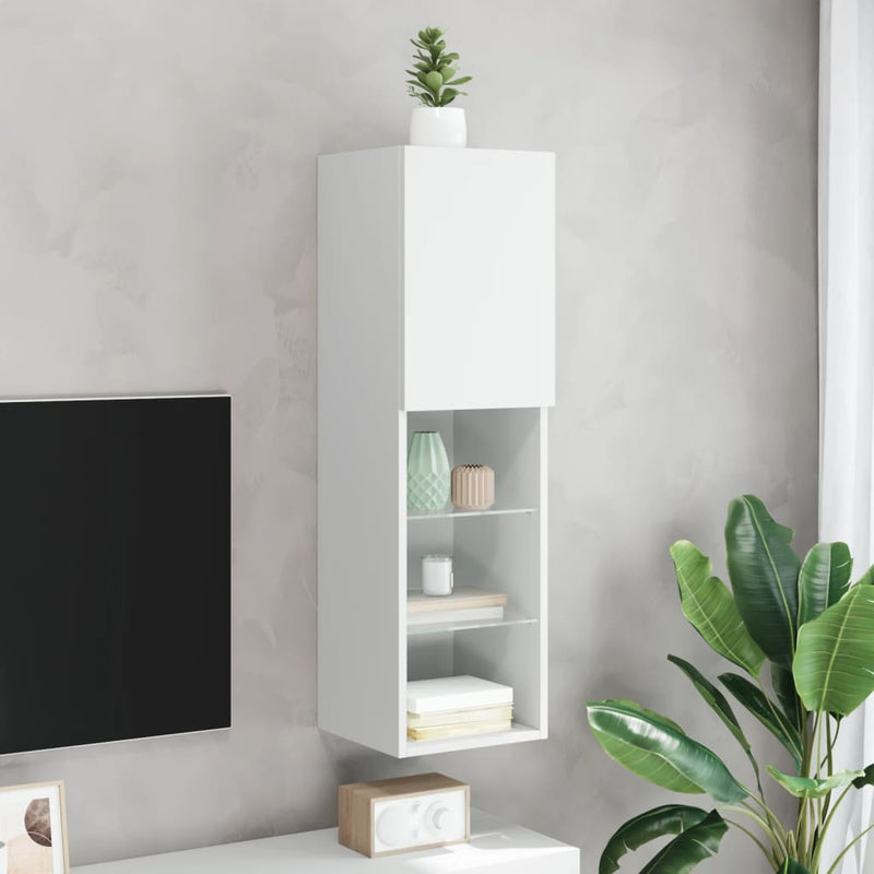 vidaXL TV Cabinet with LED Lights White 30.5x30x102 cm