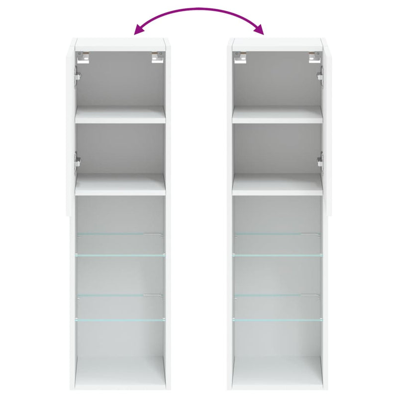 vidaXL TV Cabinets with LED Lights 2 pcs White 30.5x30x102 cm