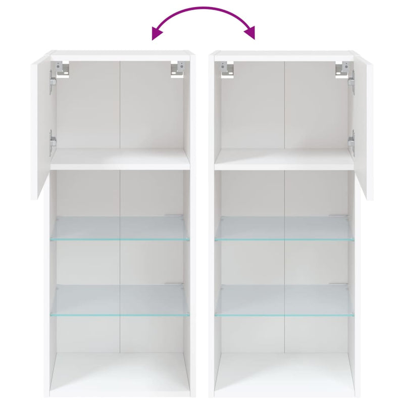 vidaXL TV Cabinets with LED Lights 2 pcs White 40.5x30x90 cm
