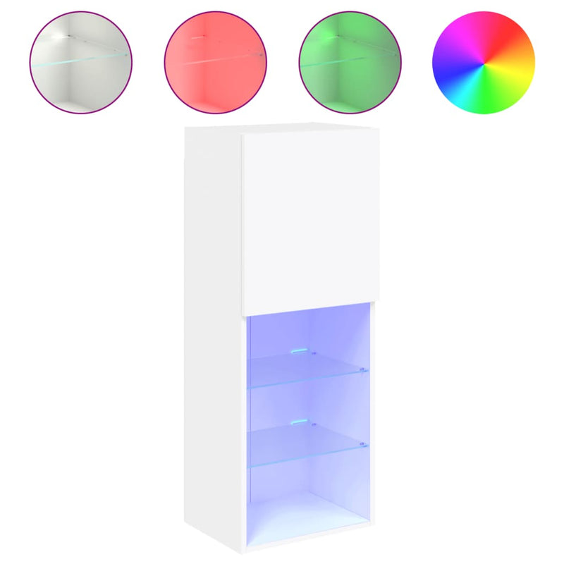 vidaXL TV Cabinet with LED Lights White 40.5x30x102 cm