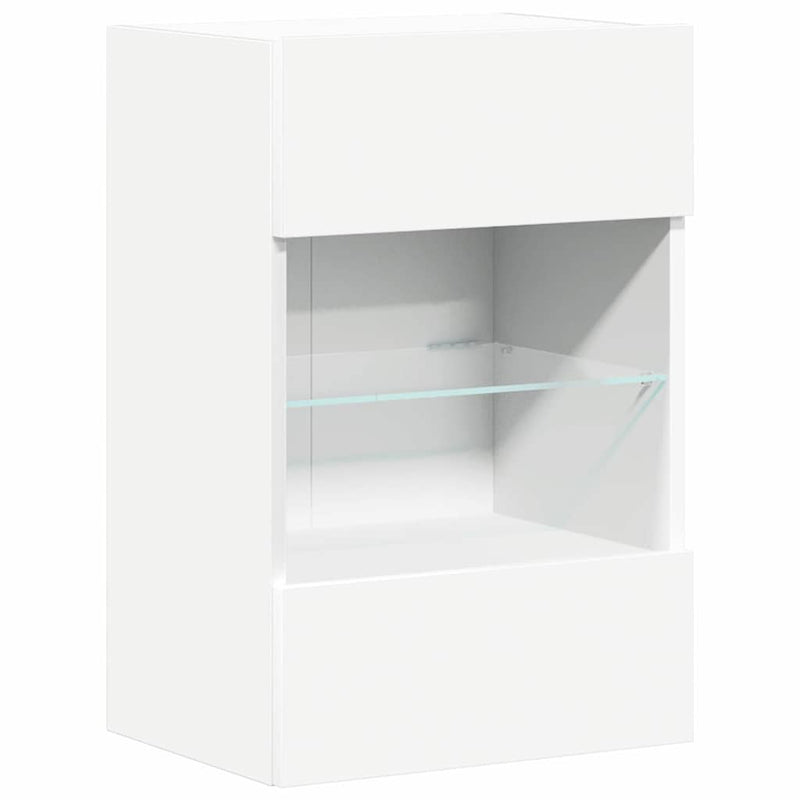 vidaXL Wall Cabinets with LED Lights for TV 2 pcs White 40x30x60.5 cm