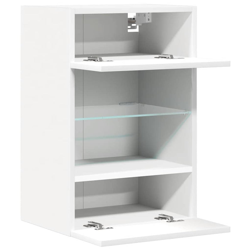 vidaXL Wall Cabinets with LED Lights for TV 2 pcs White 40x30x60.5 cm