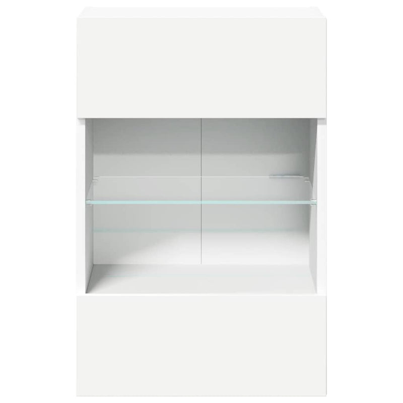 vidaXL Wall Cabinets with LED Lights for TV 2 pcs White 40x30x60.5 cm