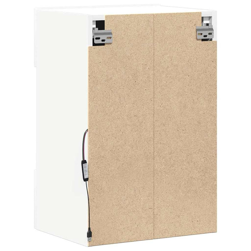 vidaXL Wall Cabinets with LED Lights for TV 2 pcs White 40x30x60.5 cm