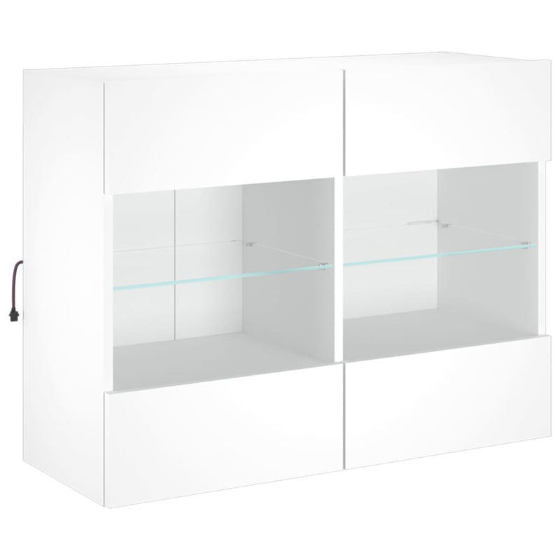 vidaXL TV Wall Cabinet with LED Lights White 78.5x30x60.5 cm