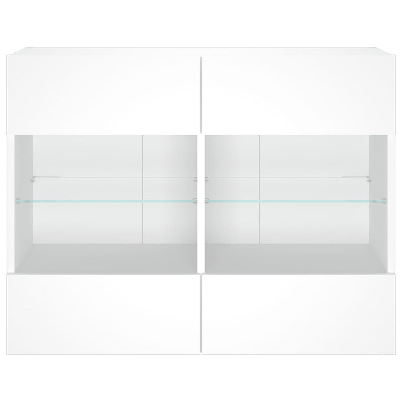 vidaXL TV Wall Cabinet with LED Lights White 78.5x30x60.5 cm