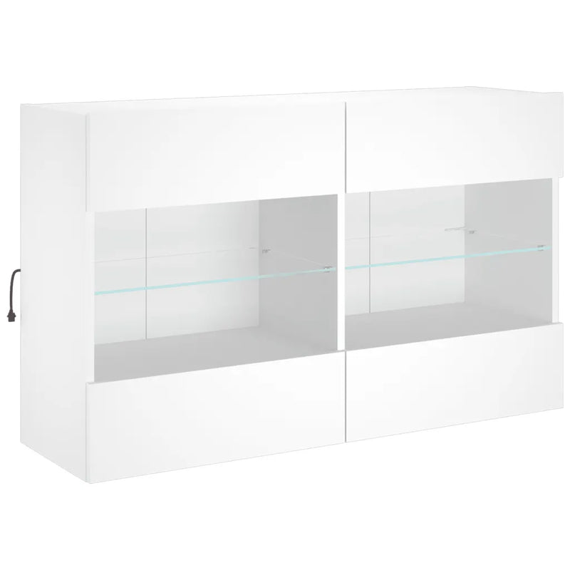 TV Wall Cabinet with LED Lights White 98.5x30x60.5 cm