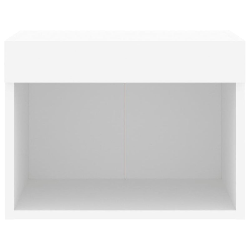 vidaXL Bedside Cabinet with LED Lights Wall-mounted White