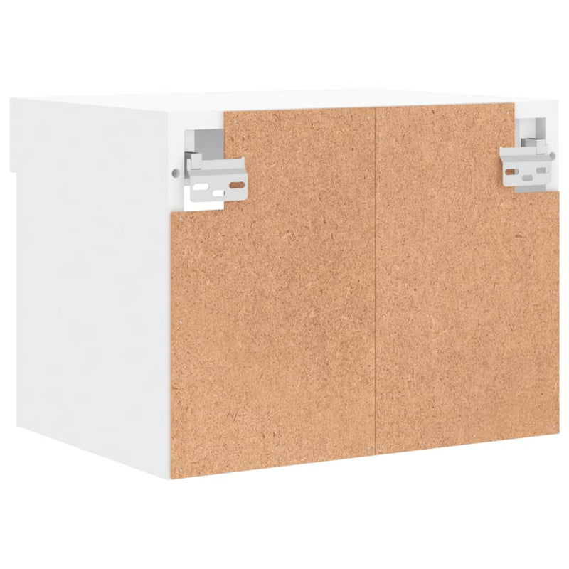 vidaXL Bedside Cabinet with LED Lights Wall-mounted White