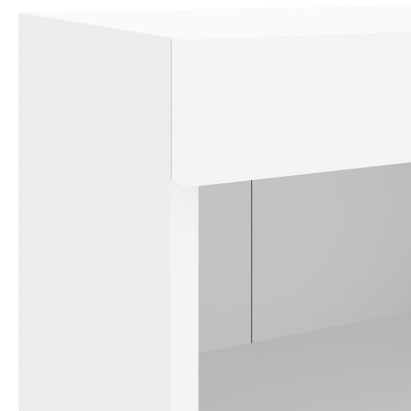 vidaXL Bedside Cabinet with LED Lights Wall-mounted White