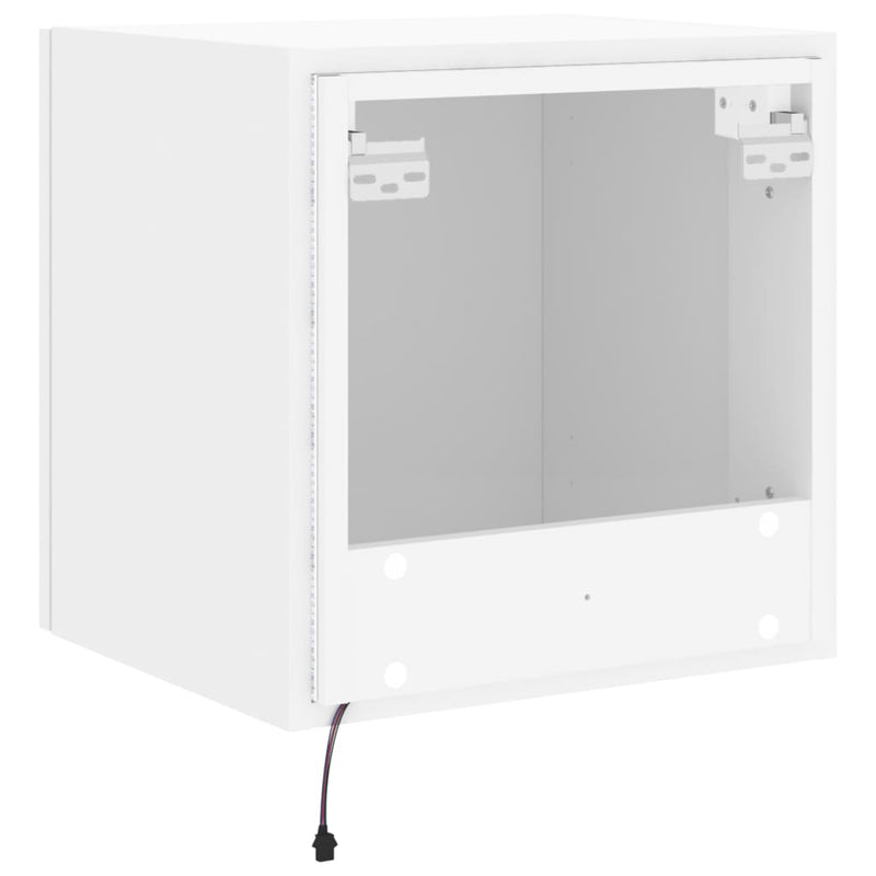 vidaXL TV Wall Cabinets with LED Lights 2 pcs White 40.5x35x40 cm