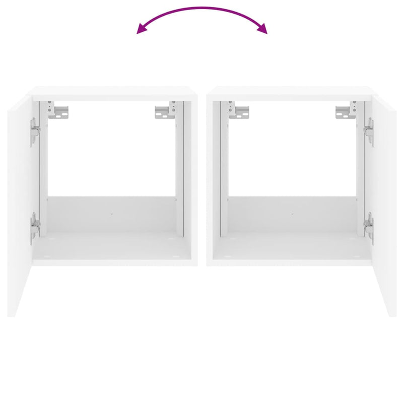 vidaXL TV Wall Cabinets with LED Lights 2 pcs White 40.5x35x40 cm