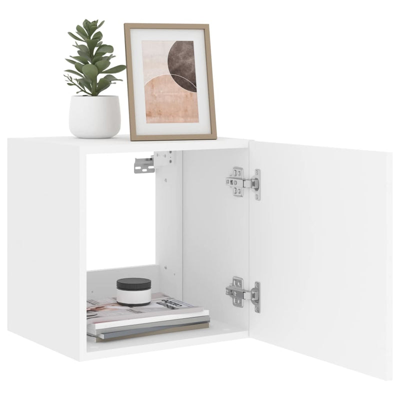 vidaXL TV Wall Cabinets with LED Lights 2 pcs White 40.5x35x40 cm