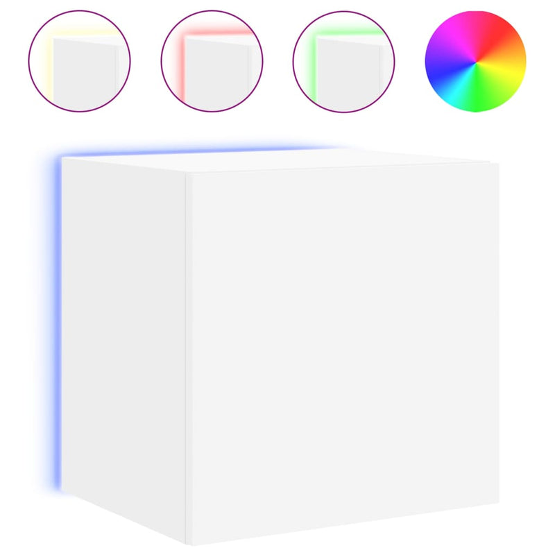 vidaXL TV Wall Cabinets with LED Lights 2 pcs White 40.5x35x40 cm